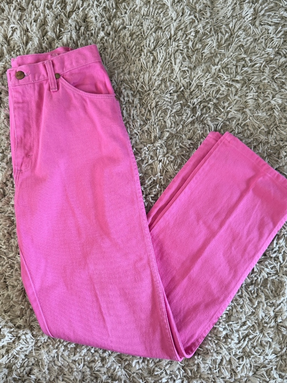 Vintage 90s Wrangler Hot Pink High-Waisted Jeans | Barbiecore Straight Leg Denim